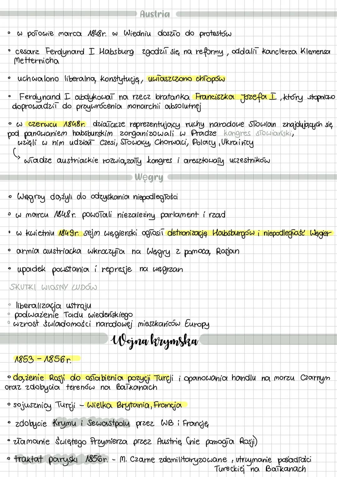 PRZYCZYNY
Wiesna ludów w Europie. Wojna Krymska
fala wystąpień rewolucyjnych w Europie
。 zīα sytuacja grup społecznych - wywołana m.in. klęs