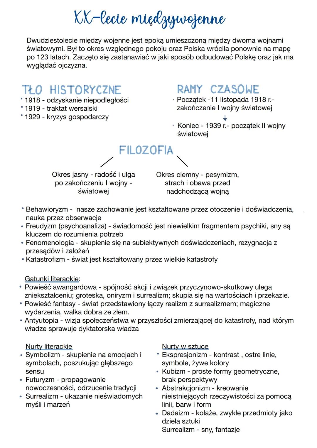 .
XX-lecie międzywojenne
Dwudziestolecie między wojenne jest epoką umieszczoną między dwoma wojnami
światowymi. Był to okres względnego poko