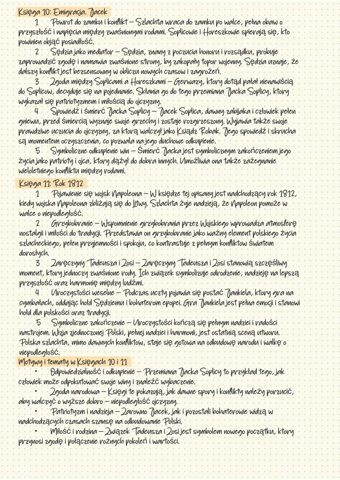 Sprawdzian z Księgi 10 i 11 Pana Tadeusza
Część I: Pytania otwarte
1 Opisz sytuację, ktora miała miejsce na zamku po powrocie szlachty. Kt