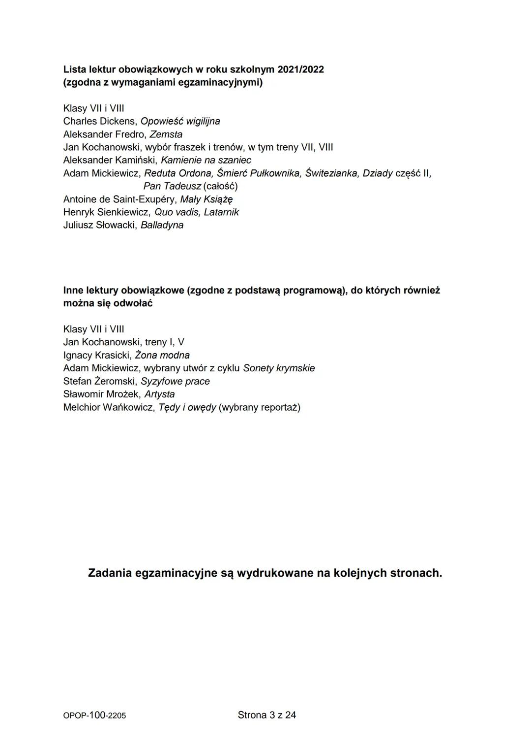 CENTRALNA
KOMISJA
EGZAMINACYJNA
WYPEŁNIA UCZEŃ
KOD UCZNIA
PESEL
Arkusz zawiera informacje
prawnie chronione do momentu
rozpoczęcia egzaminu.