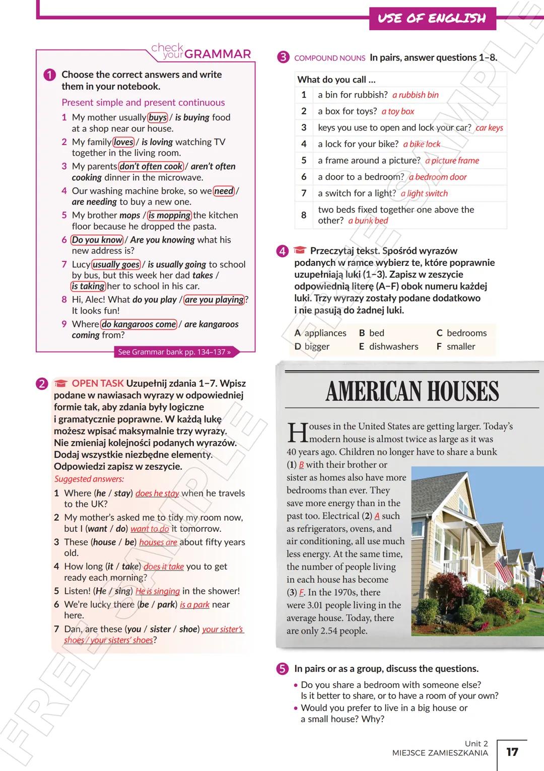# MIEJSCE ZAMIESZKANIA VOCABULARY
a detached house A
a flat / an apartment B
a cottage c
a bungalow D
a terraced house E
a mobile home