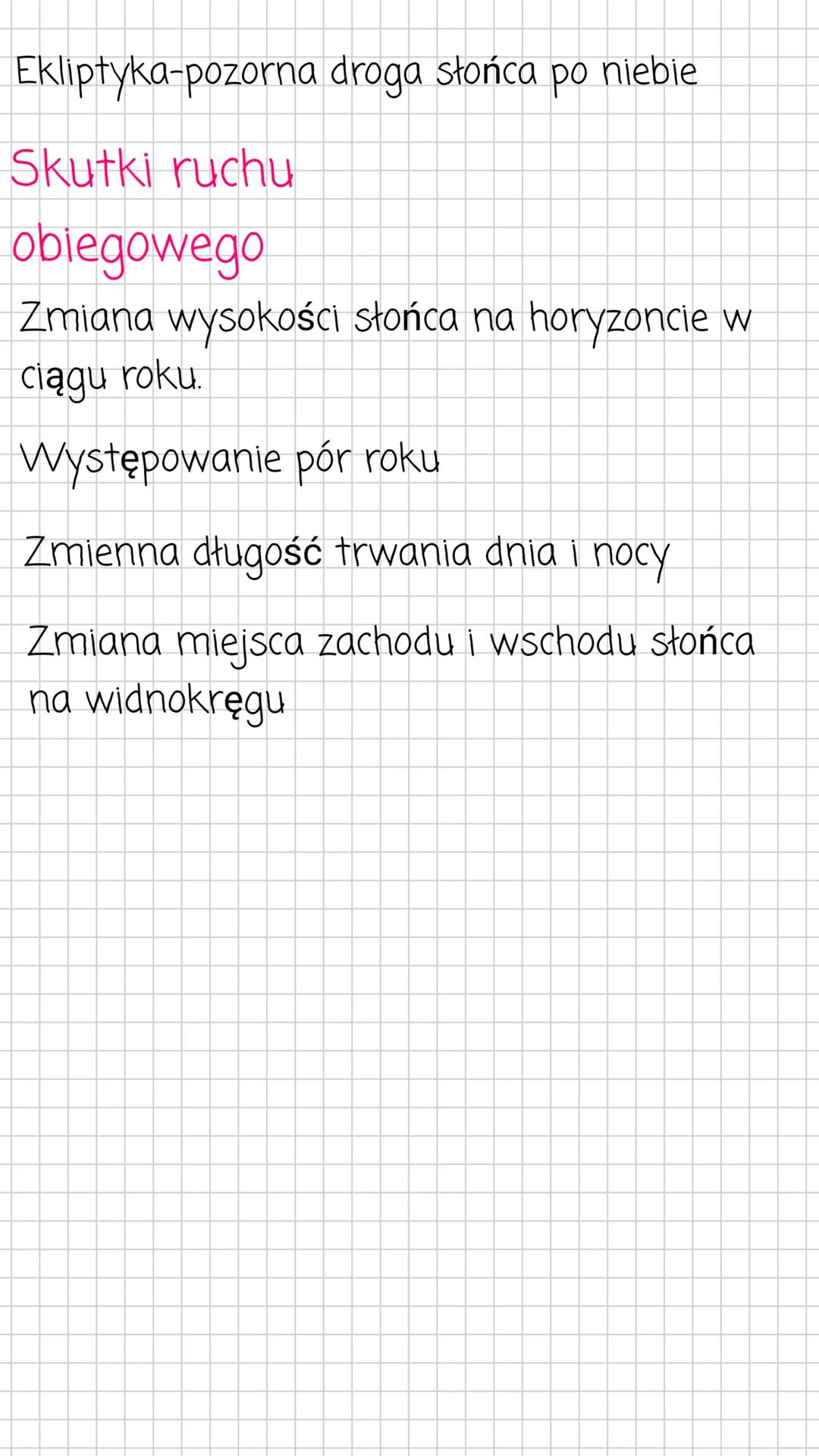 Ruch obrotowy Ziemi
✓
To inaczej ruch ziemi dookoła własnej osi od
zachodu na wschód. W 24h ziemia zdąży
zrobić 1 pełne koło.
Skutki ruchu
o
