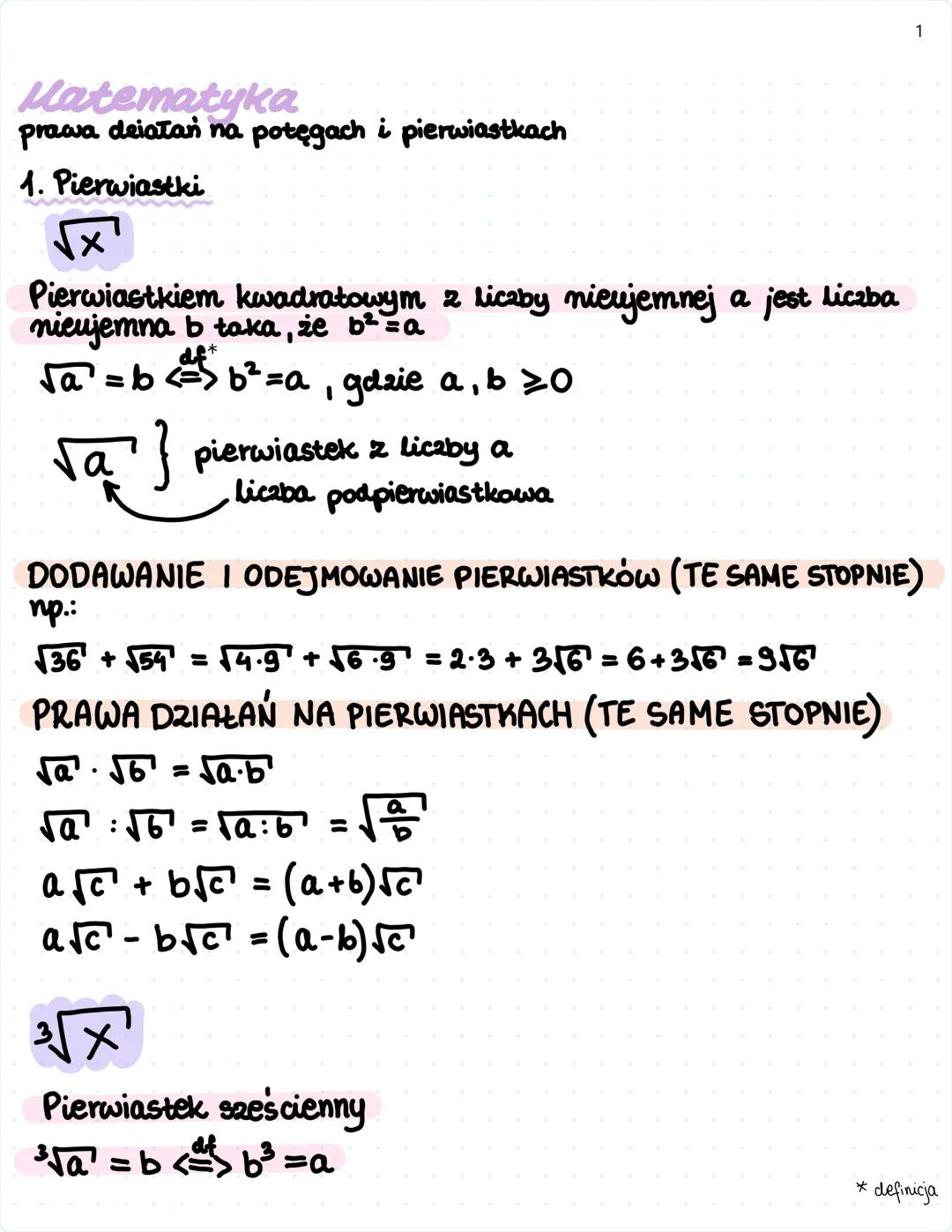 Potęgi i pierwiastki: Matematyka dla szkoły średniej