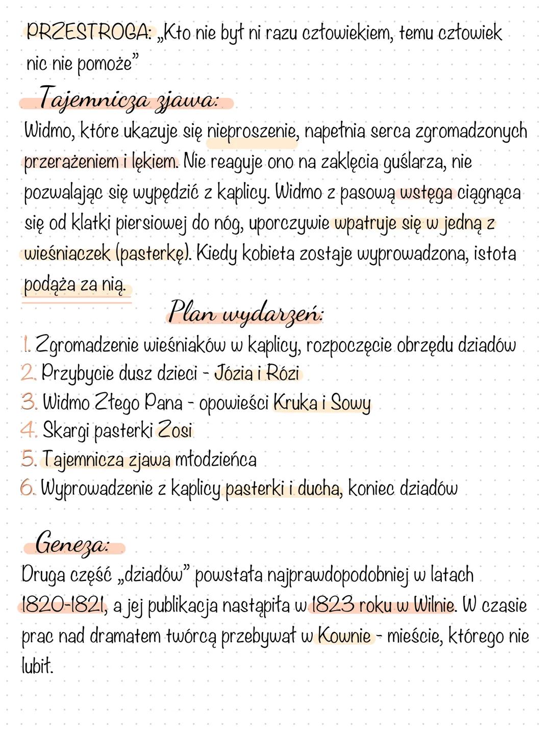 # Dziady cz.2
Adam Mickiewicz
Gatunek dramat romantyczny
Epoka romantyzm
Czas akcji noc poprzedzająca Zaduszki
Miejsce akcji cmentarna kapl
