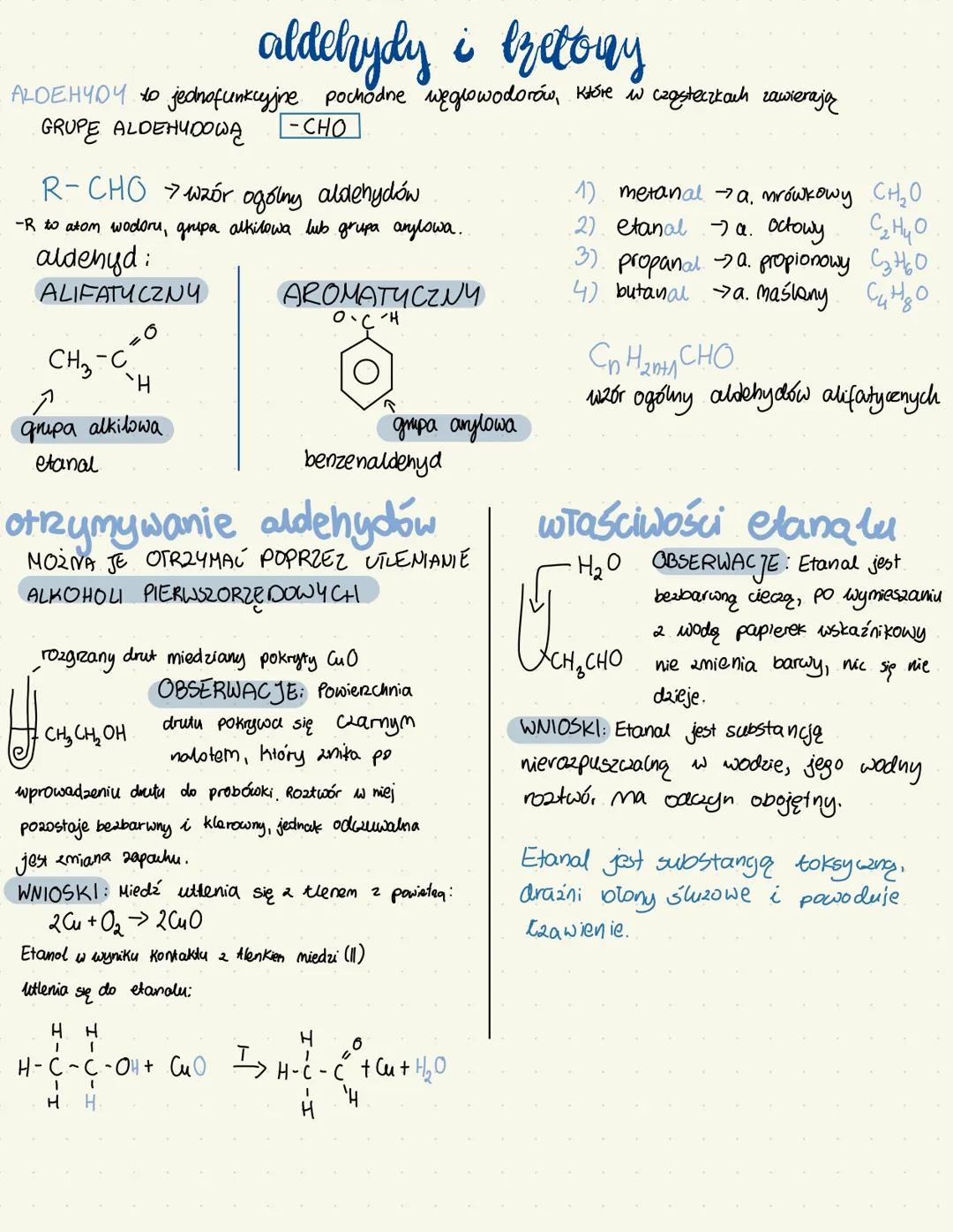 # aldehydy i zetory
ALDEHYDY to jednofunkcyjne pochodne węglowodorów, które w cząsteczkach zawierają
GRUPE ALDEHYDOWĄ -CHO
R-CHO wzór ogól