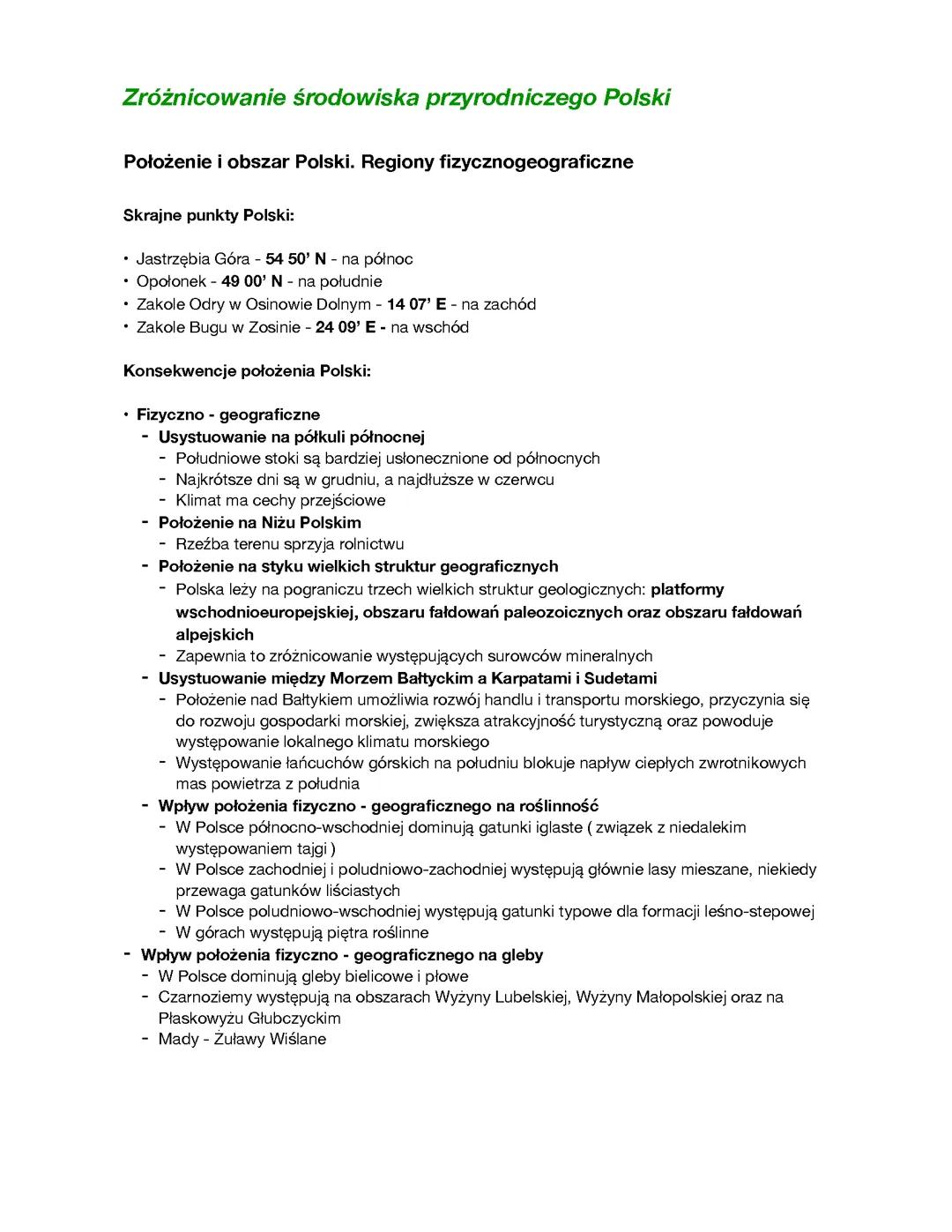 geografia klasa 3 rozszerzenie “zróżnicowanie środowiska przyrodniczego Polski”