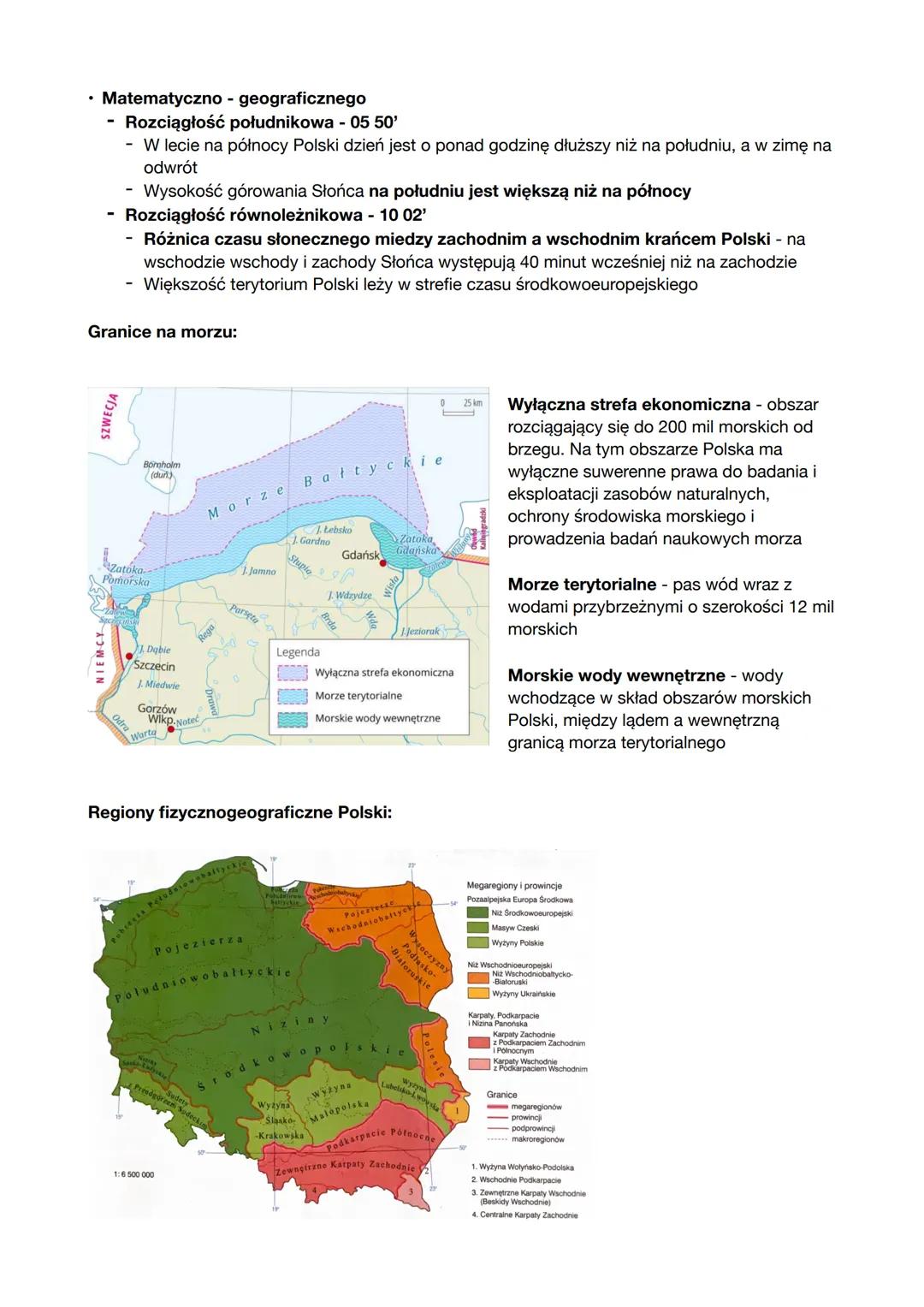 Zróżnicowanie środowiska przyrodniczego Polski
Położenie i obszar Polski. Regiony fizycznogeograficzne
Skrajne punkty Polski:
⚫ Jastrzębia G