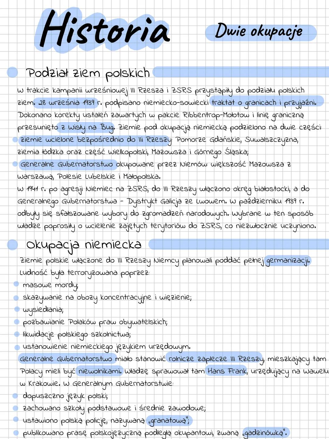 Historia
Podział ziem polskich
Dwie okupacje
w trakcie kampanii wrześniowej III Rzesza i ZSRS przystąpiły do podziału polskich
ziem. 28 wrze