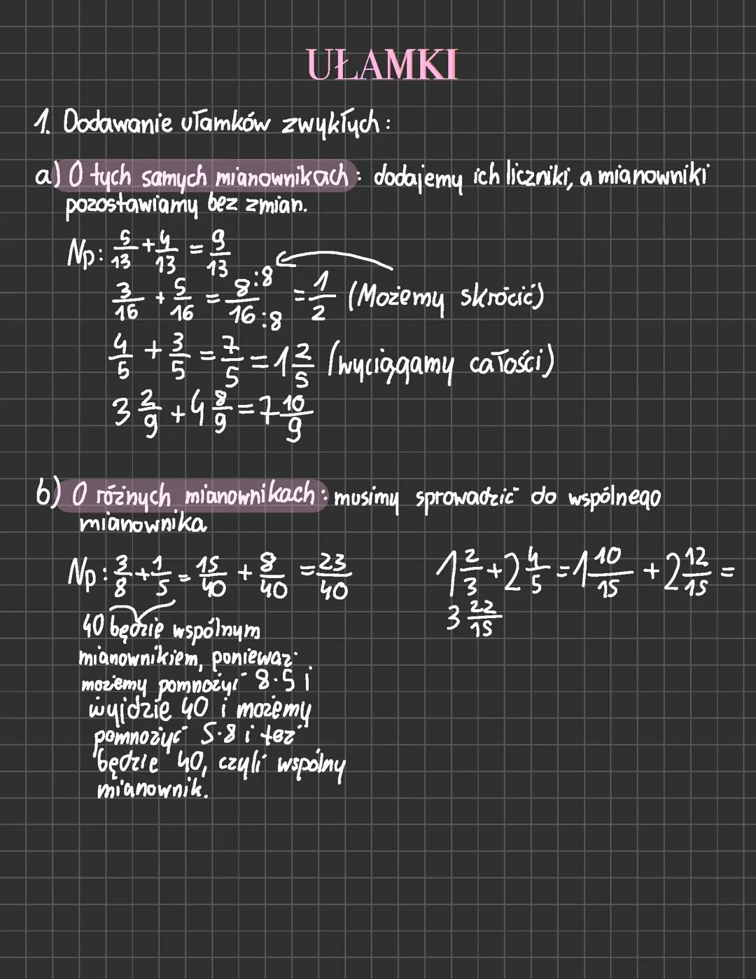 Ułamki- wszystko o ułamkach