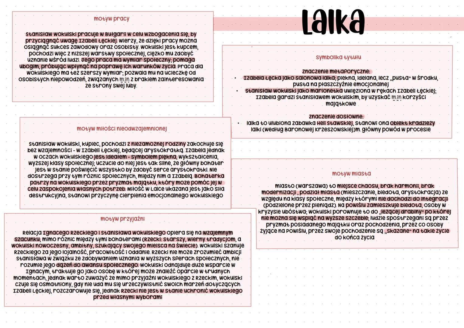 # motyw pracy
Stanisław wokulski pracuje w Bułgarii w celu wzbogacenia się, by
przyciągnąć uwagę Izabeli Łęckiej. wierzy, że dzięki pracy mo