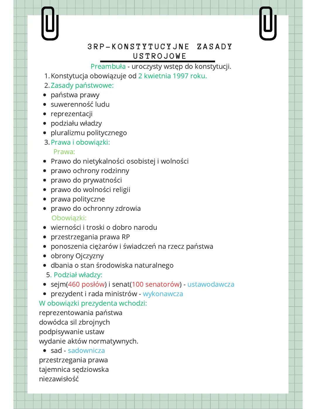 Trzecia RP - Konstytucyjne zasady ustrojowe