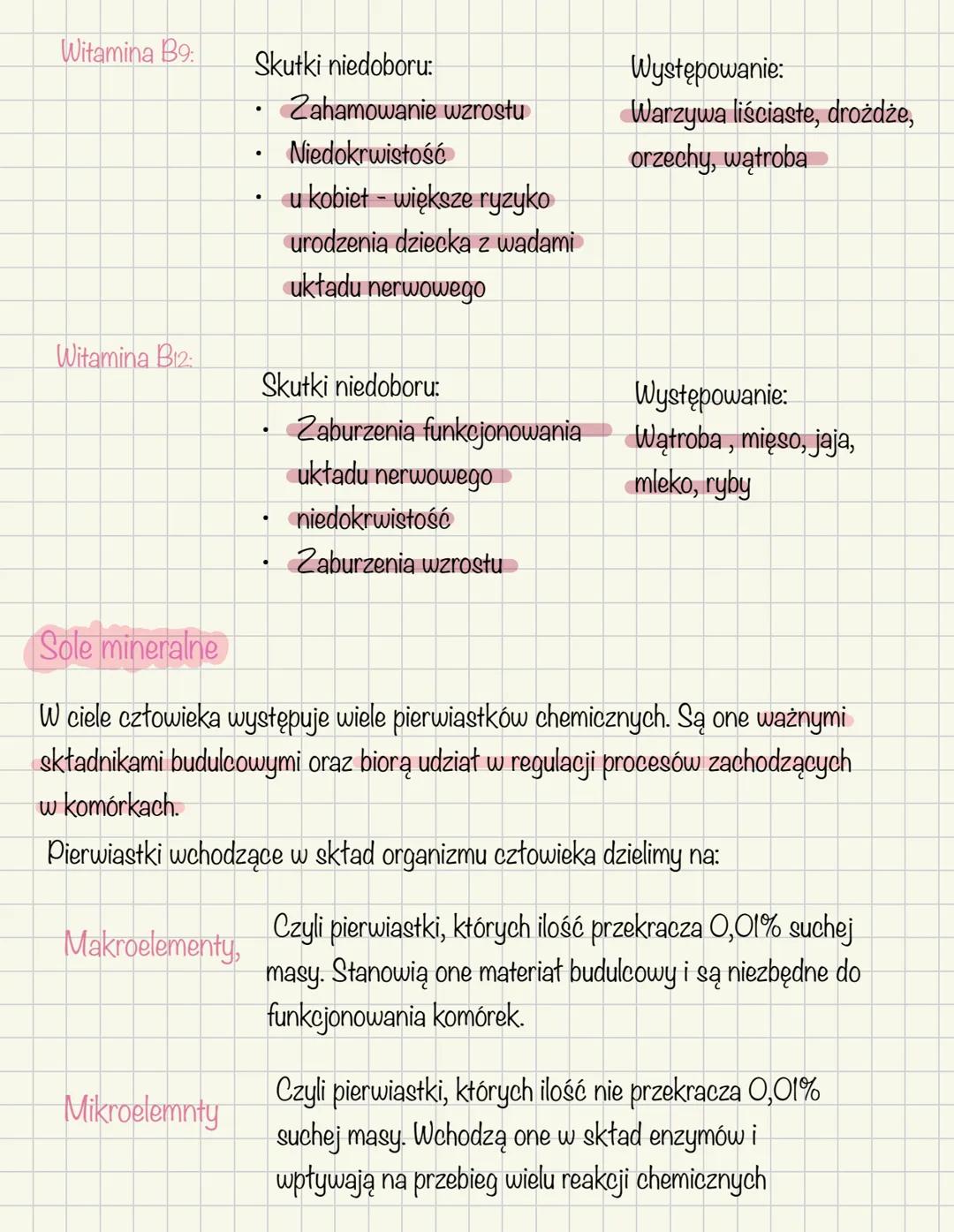 Witaminy, sole mineralne i
Witaminy
woda
Witaminy to związki, które musza być dostarczane z pożywieniem, ponieważ nasz
organizm w większości