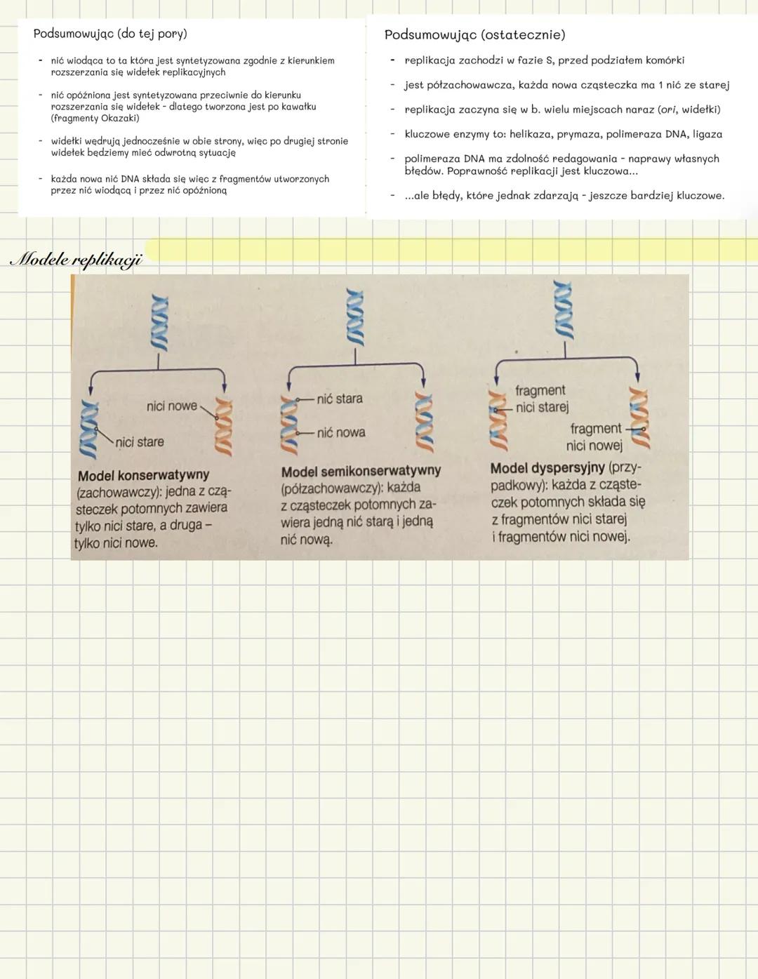 Replikacja DNA
Replikacja DNA polega na powieleniu ilości DNA w komórce. Jest ona katalizowanym enzymatycznie procesem anabolicznym, w
który
