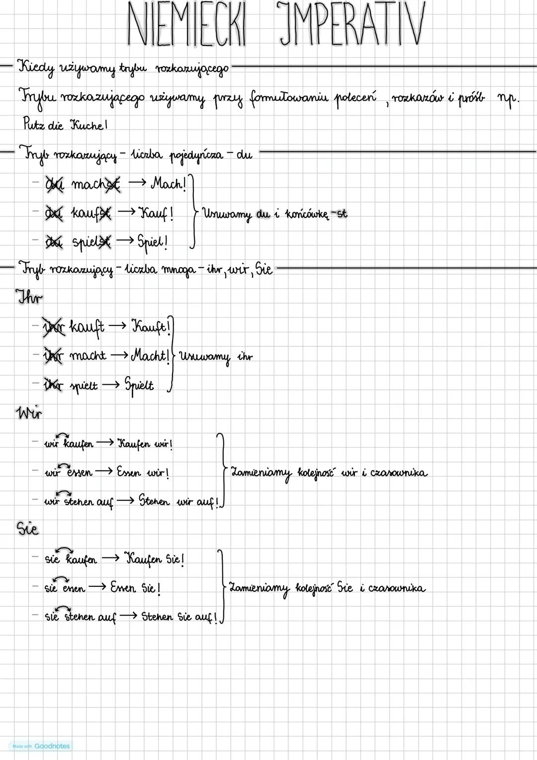 # NIEMIECKI IMPERATIV
- Kiedy używamy trybu rozkazującego.
Trybu rozkazującego używamy przy formułowaniu poleceń, rozkazów i próit пр.
Pu