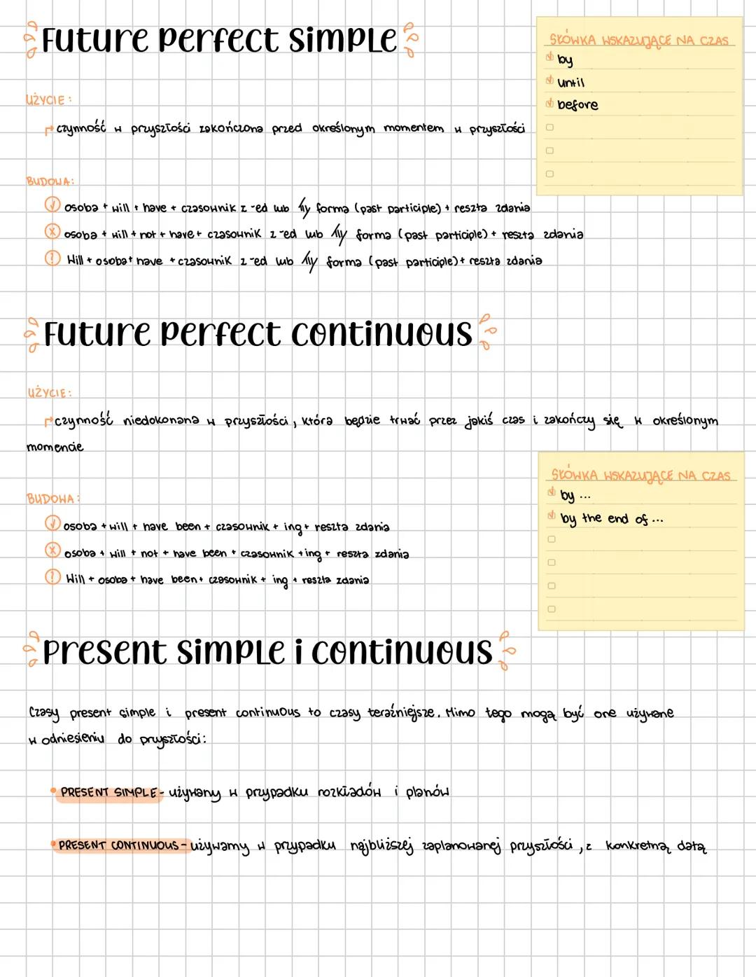 future tenses
• Future simple
UŻYCIE:
przypuszczenia, pragnienia
spontaniczne decyzje podjęte w chwili mówienia.
obietnice, prośby, groźby
g