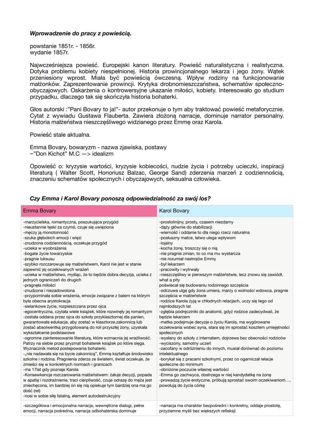Wprowadzenie do pracy z powieścią.
powstanie 1851r. - 1856r.
wydanie 1857r.
Najwcześniejsza powieść. Europejski kanon literatury. Powieść na