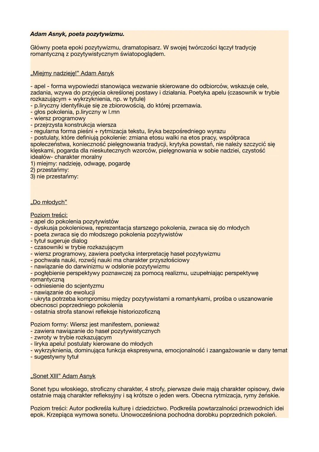 Adam Asnyk - wiersze