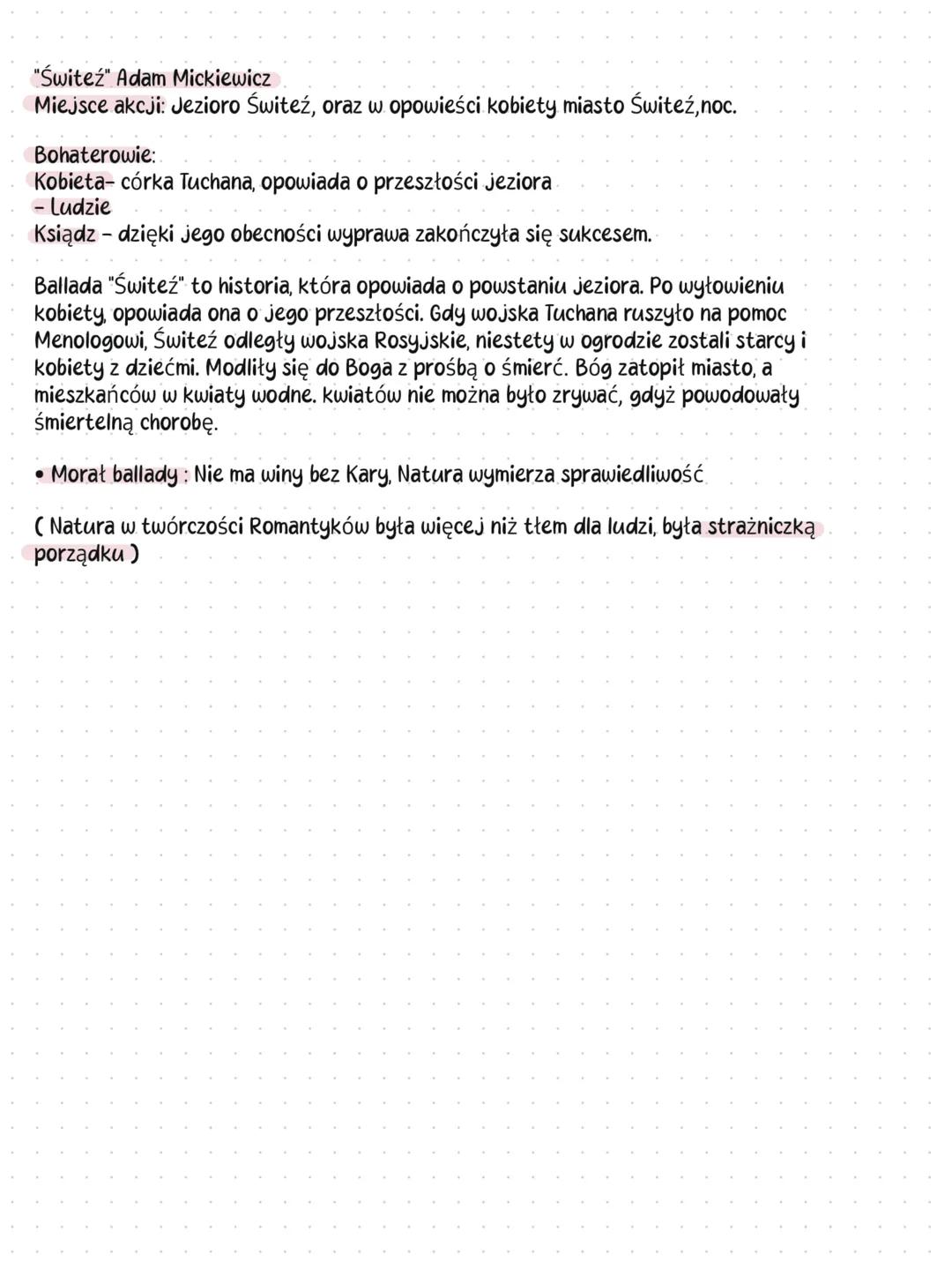 Ballady Adama
Mickiewicza
Cechy ballady romantycznej:
•
•
•
•
synkretyczna
dynamiczna fabuła
natura jako uczestnik zdarzeń
fantastyka i ludo