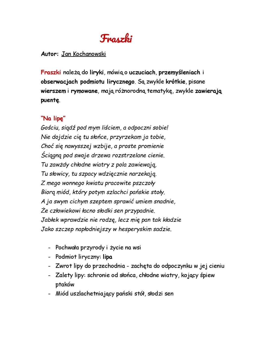 Fraszki Jana Kochanowskiego