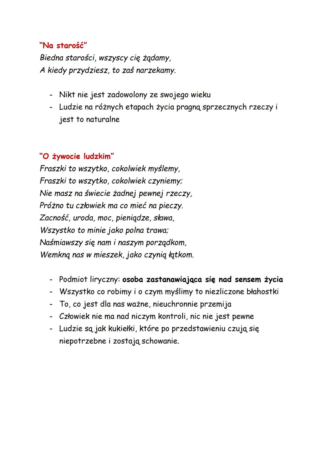 Fraszki
Autor: Jan Kochanowski
Fraszki należą do liryki, mówią o uczuciach, przemyśleniach i
obserwacjach podmiotu lirycznego. Są zwykle kró