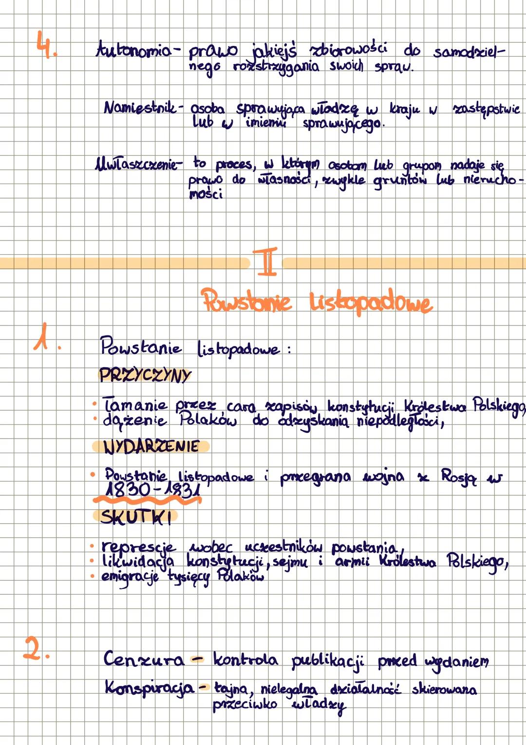 ~Historia~
klasa 7
rozdział 2 Po upadku Księstwa Warszawskiego
1. Księstwo Warszawskie zlikwidowano na
Kongresie wiedeńskim w 1815 roku. Z