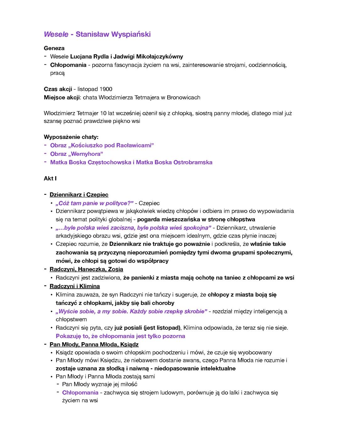 „Wesele” Stanisław Wyspiański streszczenie i opracowanie