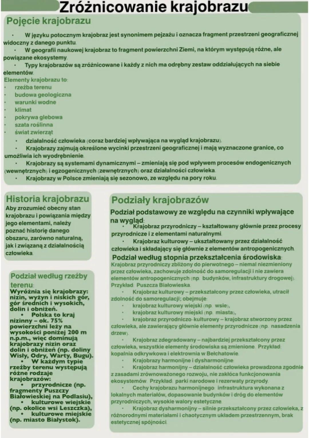 # Zróżnicowanie krajobrazu
## Pojęcie krajobrazu
* W języku potocznym krajobraz jest synonimem pejzażu i oznacza fragment przestrzeni ge