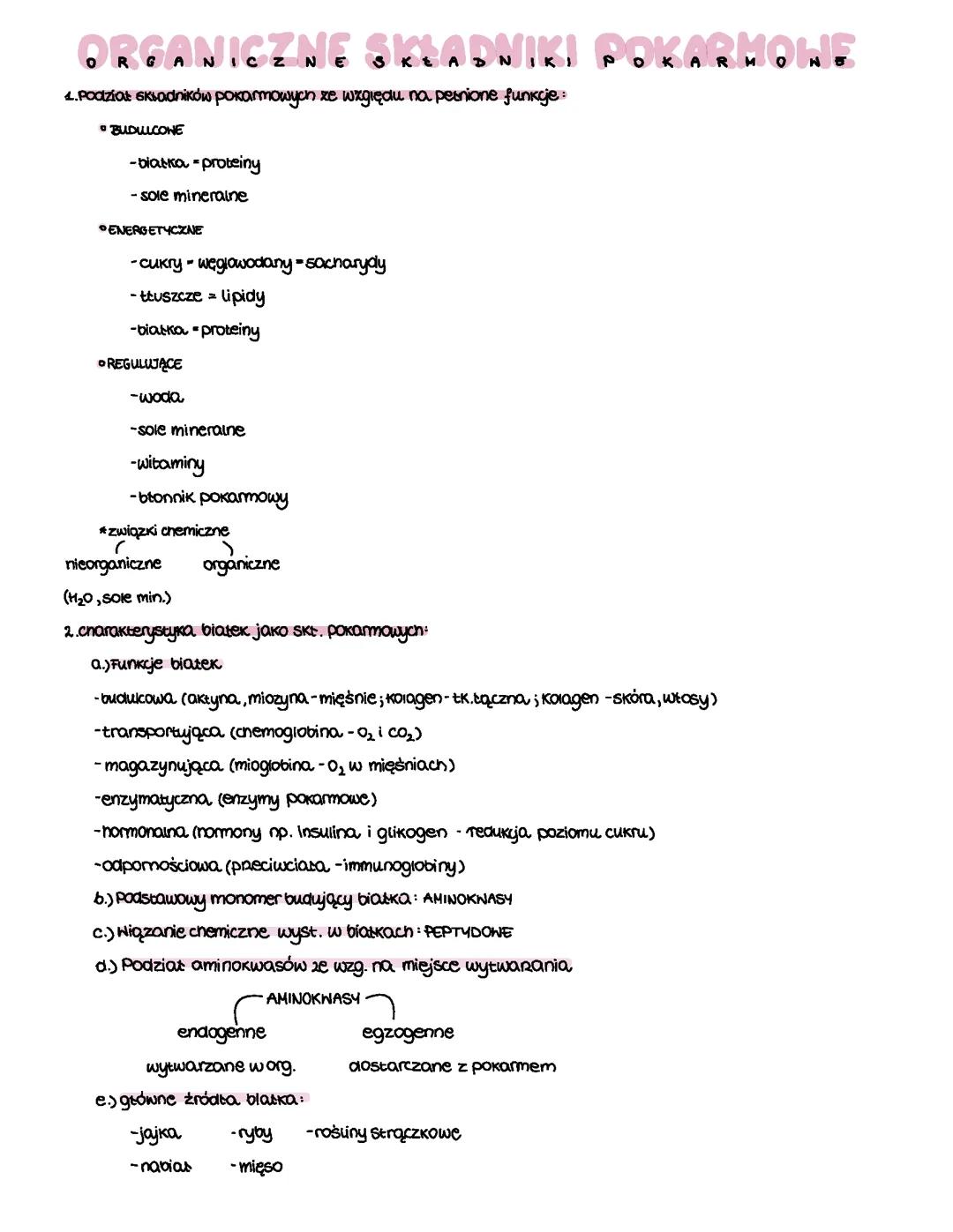 Organiczne składniki pokarmowe