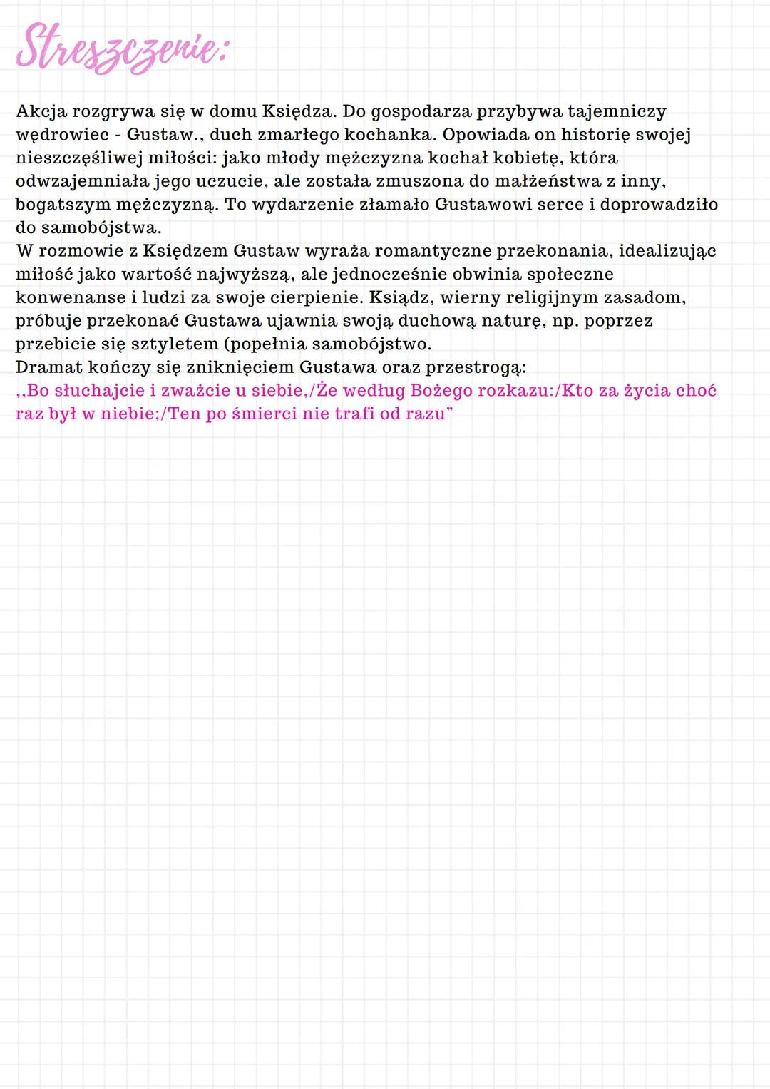 Dziady cz. 4
Plan wydarzeń:
1. Pojawienie się tajemniczego gościa w mieszkaniu
Księdza.
2. Wybija godzina MIŁOŚCI (10).
3. Pustelnik wspomin