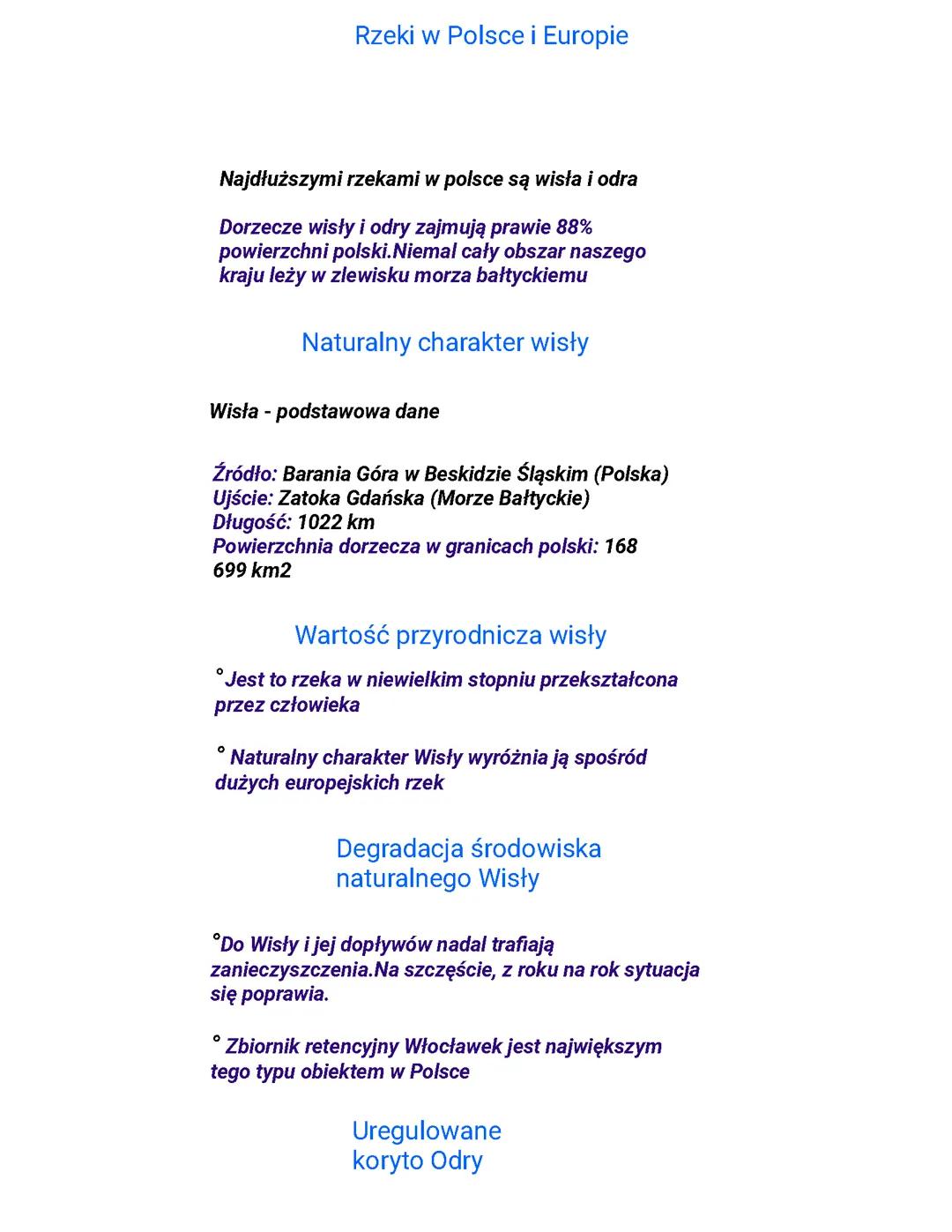 Rzeki w Polsce i Europie