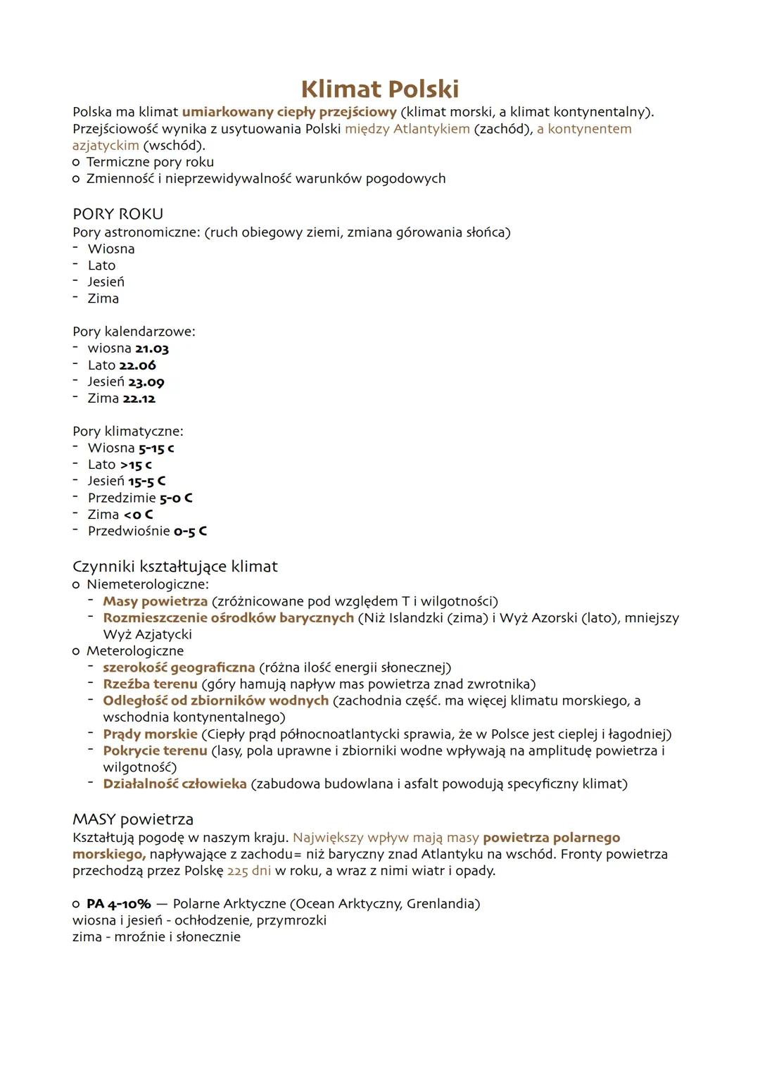 Klimat Polski
Polska ma klimat umiarkowany ciepły przejściowy (klimat morski, a klimat kontynentalny).
Przejściowość wynika z usytuowania Po