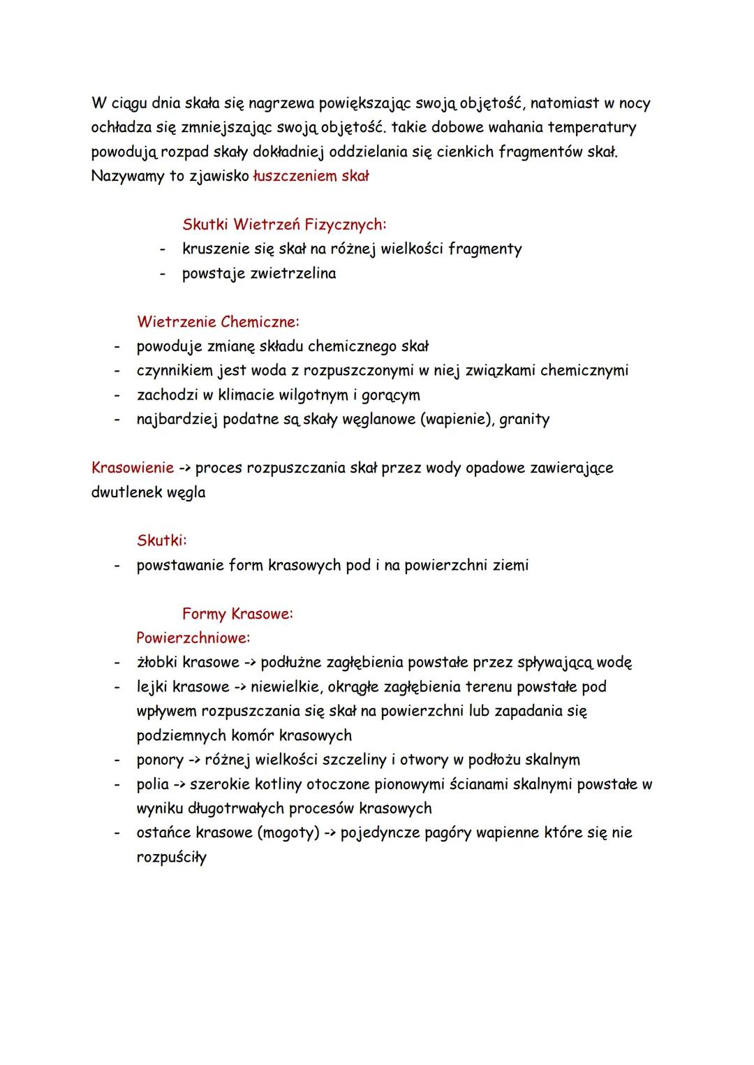 # Wietrzenie
Wietrzenie polega na niszczeniu skał pod wpływem zmian temperatury powietrza,
wody oraz organizmów
Typy wietrzenia:
- wietrze