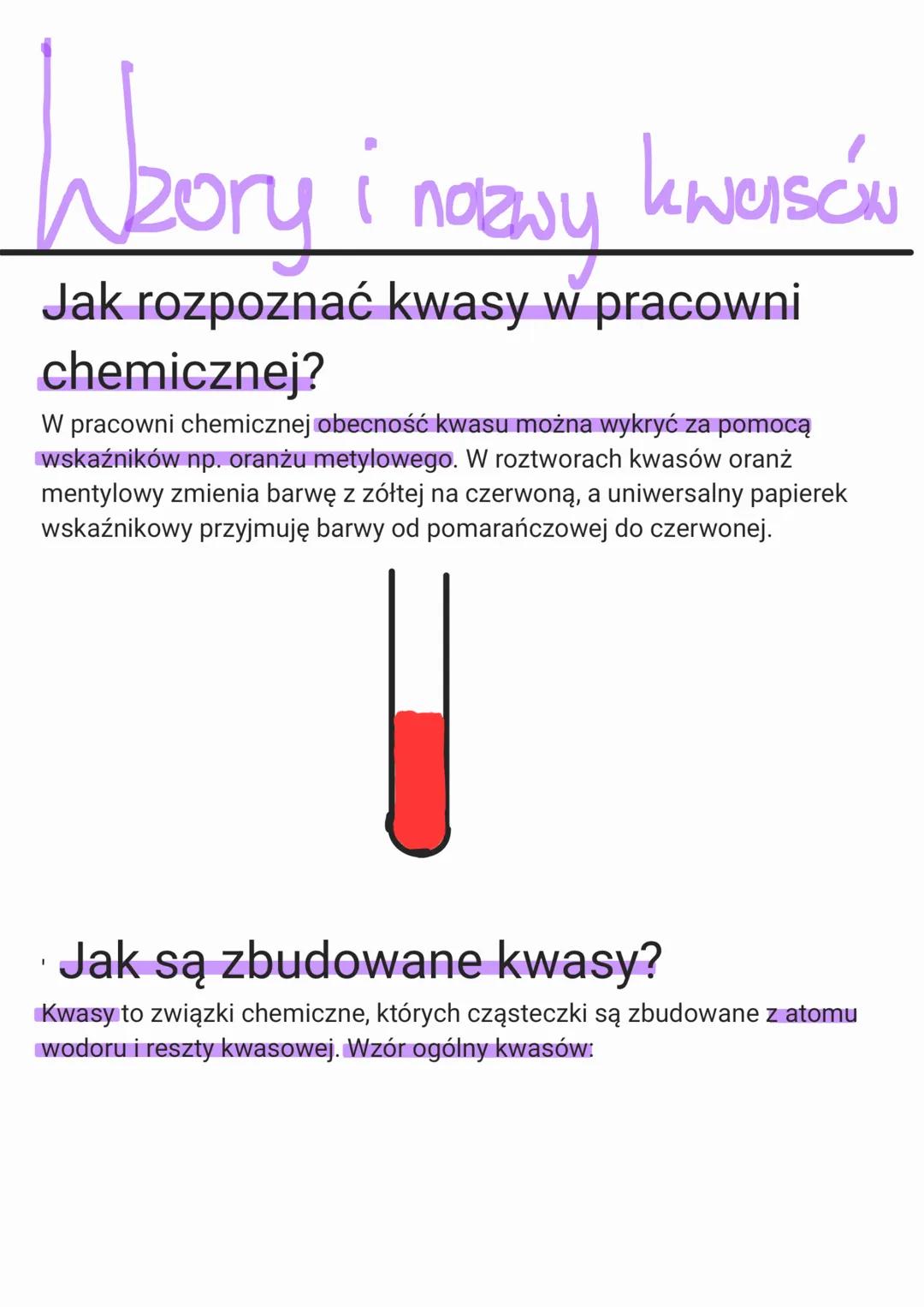 Chemia: Wzory I nazwy kwasów