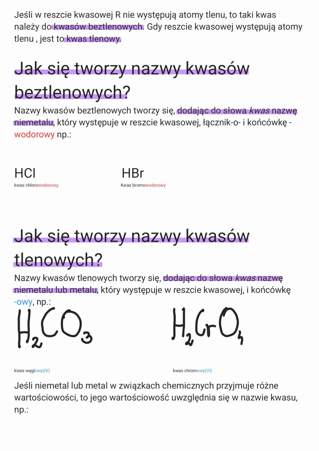 # Wzory i nazwy kwaSÓN
Jak rozpoznać kwasy w pracowni
chemicznej?
W pracowni chemicznej obecność kwasu można wykryć za pomocą
wskaźników n