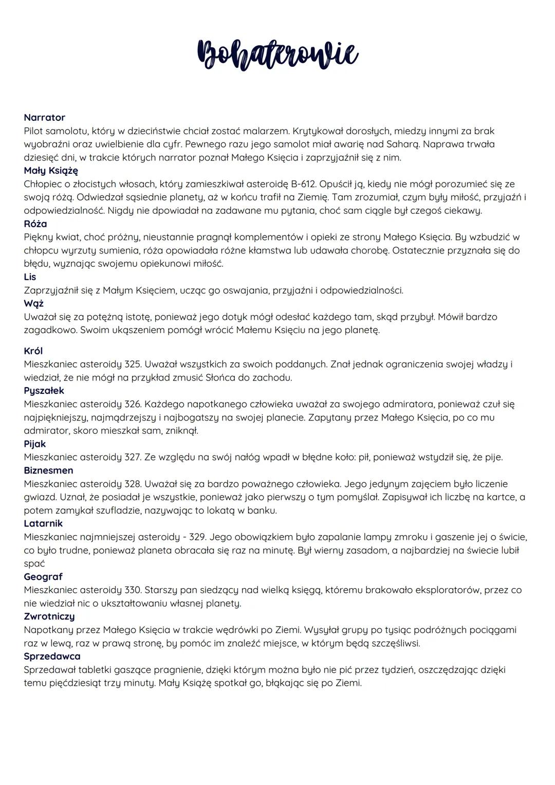 # Maty książe
Antoine de saint-Exupéry
CZAS AKCJI
Akcja właściwa utworu rozgrywa się na przestrzeni około dziesięciu dni, prawdopodobnie w