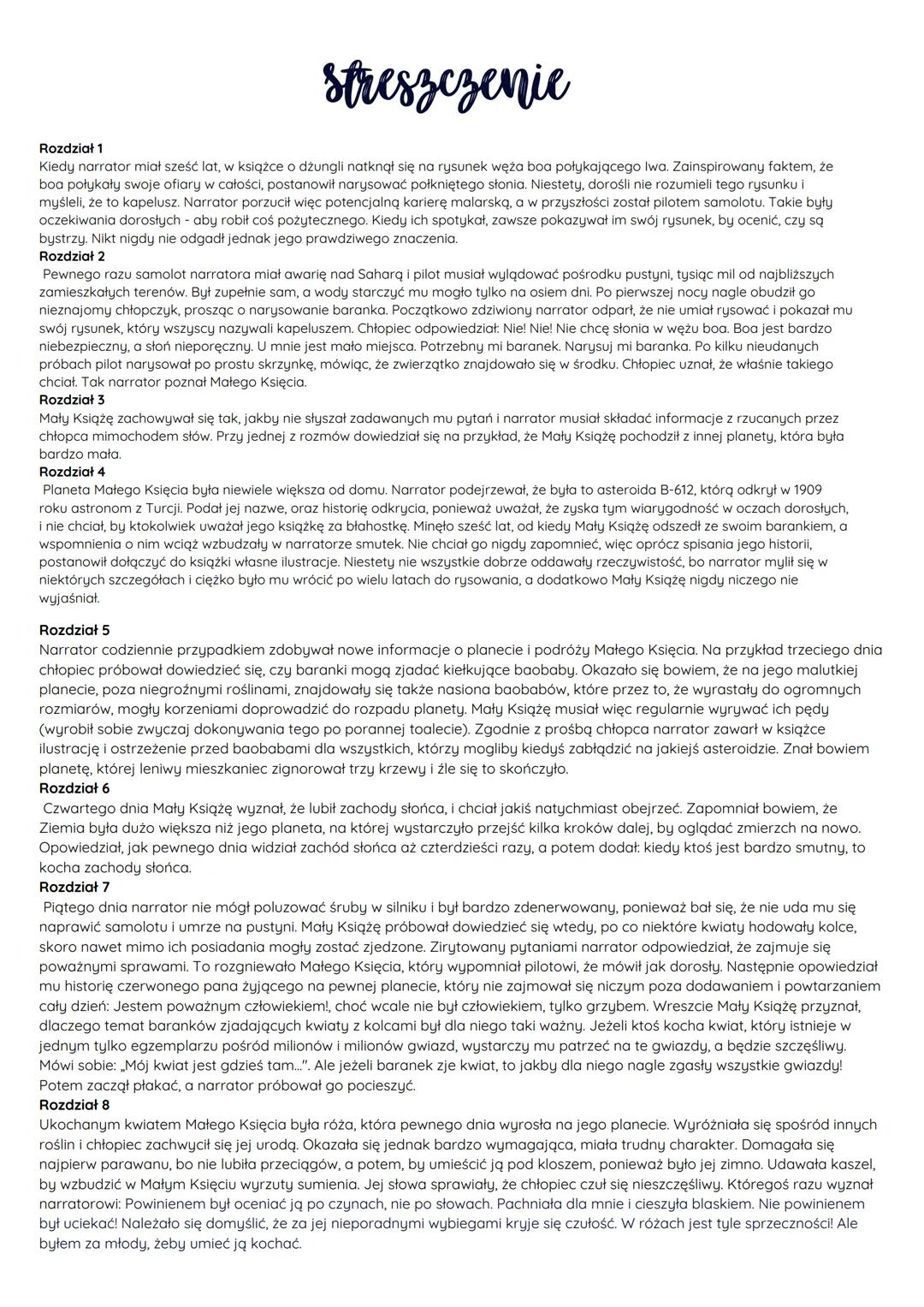 # Maty książe
Antoine de saint-Exupéry
CZAS AKCJI
Akcja właściwa utworu rozgrywa się na przestrzeni około dziesięciu dni, prawdopodobnie w