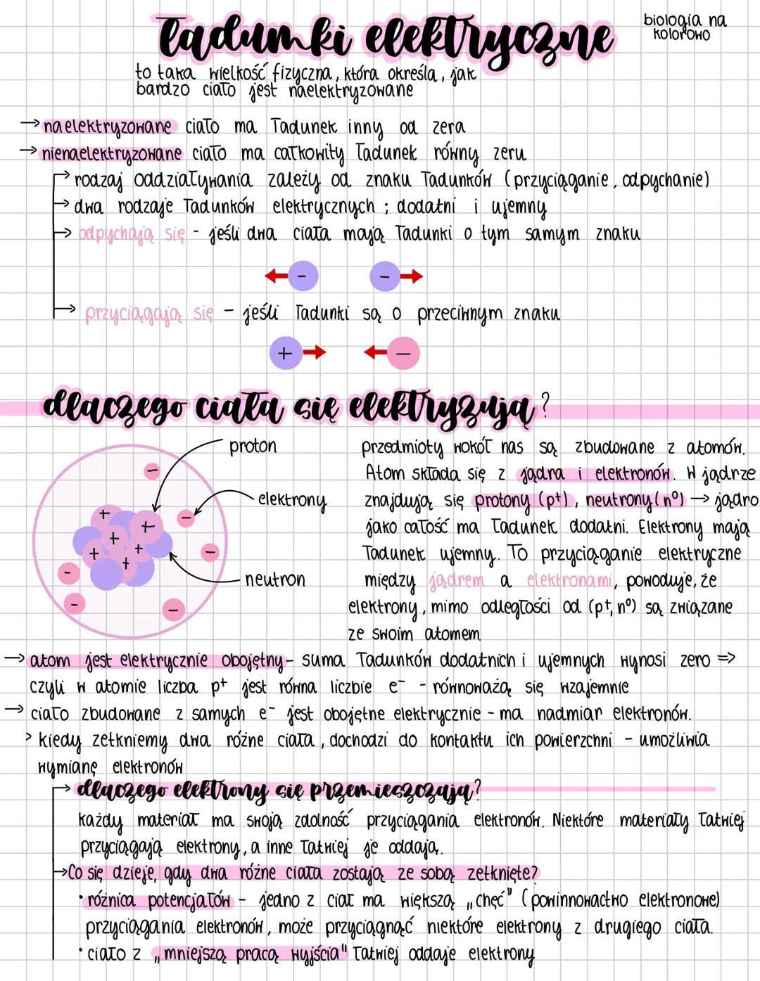 ładum ki elektryczne
to taka wielkość fizyczna, która określa, jak
bardzo ciało jest naelektryzowane
→na elektryzowane ciało ma Tadunek inny