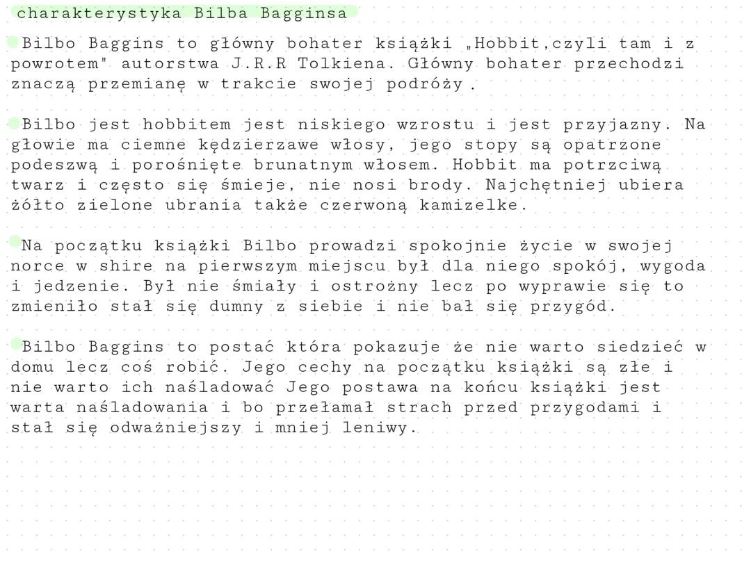 Charakterystyka Bilba Bagginsa