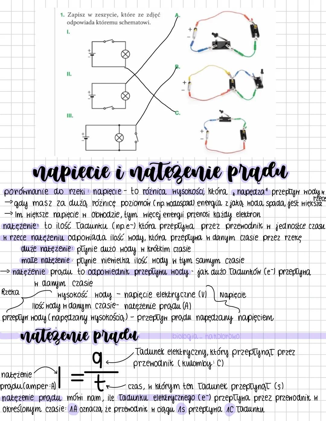 obwody elektryczne
prad elektryczny
biologia na kolorowo
biologia na
Kolorono
to uporządkowany ruch tadunków elektrycznych (gt. e-) w przewo