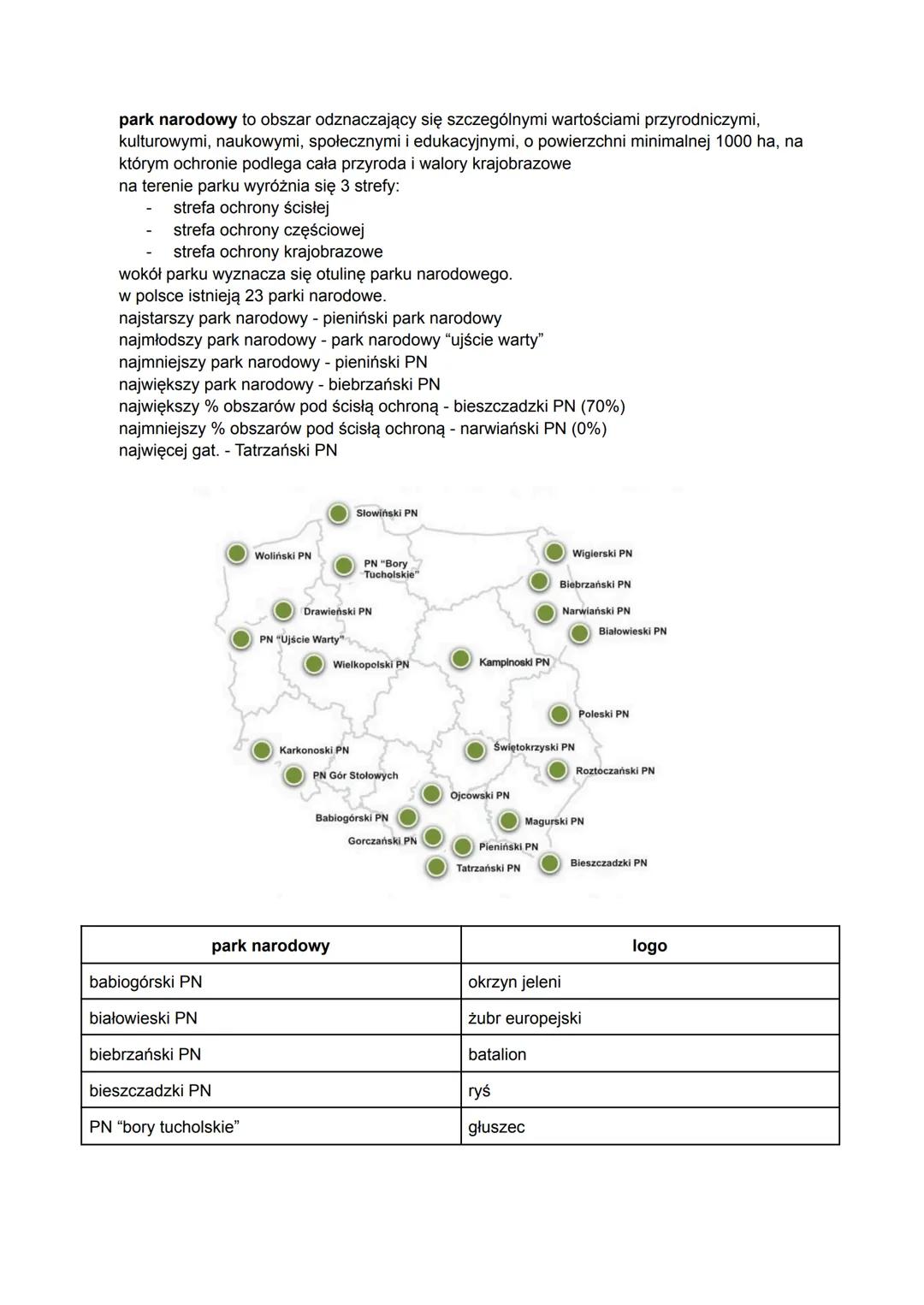 park narodowy to obszar odznaczający się szczególnymi wartościami przyrodniczymi,
kulturowymi, naukowymi, społecznymi i edukacyjnymi, o powi