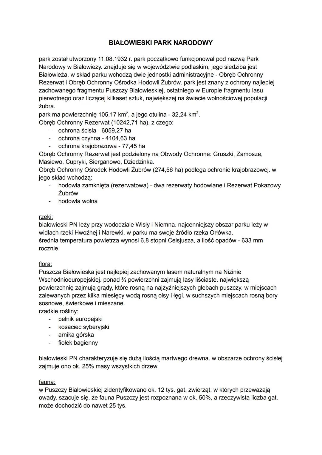 park narodowy to obszar odznaczający się szczególnymi wartościami przyrodniczymi,
kulturowymi, naukowymi, społecznymi i edukacyjnymi, o powi