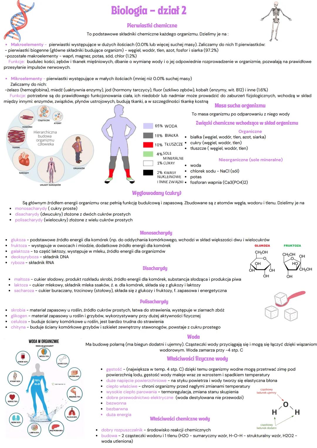 Biologia - dział 2
Pierwiastki chemiczne
To podstawowe składniki chemiczne każdego organizmu. Dzielimy je na:
Makroelementy pierwiastki wyst
