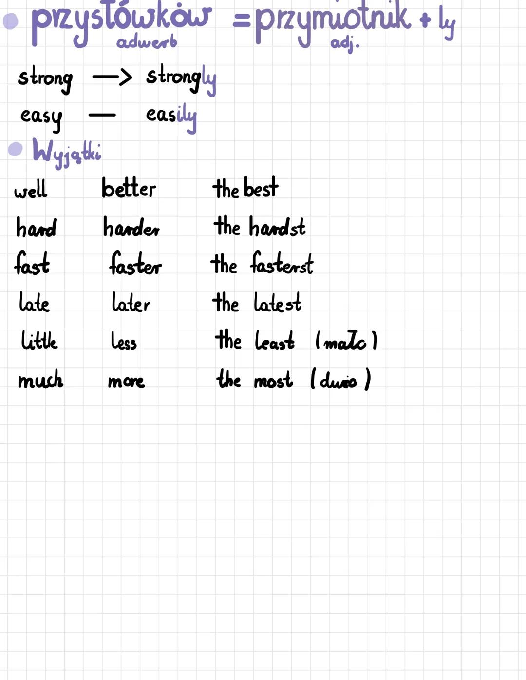 # Stopniowanie
• przymiotników
Krótkie
-er
the -est
large larger the largest
strong stronger the strongest
easy easier the easiest
h