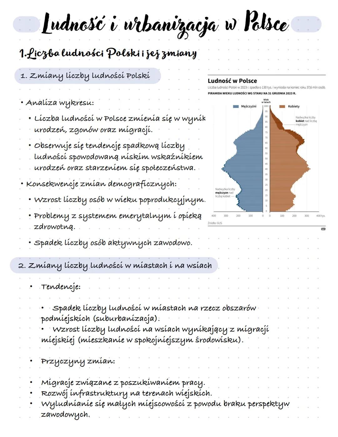 Ludność i urbanizacja w Polsce
1.Liczba ludności Polski i jej zmiany
1. Zmiany liczby ludności Polski
Analiza wykresu:
Liczba ludności w Pol
