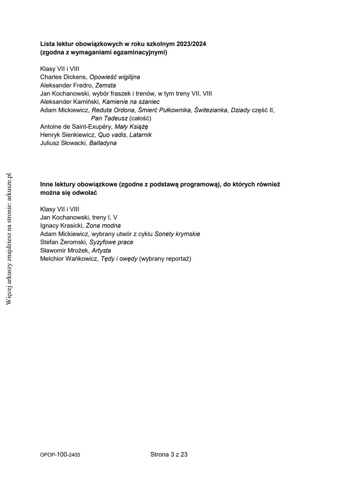 Więcej arkuszy znajdziesz na stronie: arkusze.pl
CENTRALNA
KOMISJA
EGZAMINACYJNA
WYPEŁNIA UCZEŃ
KOD UCZNIA
PESEL
Arkusz zawiera informa