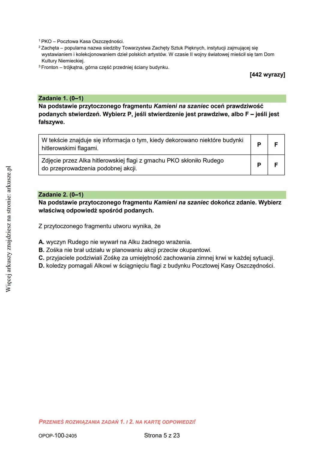 Więcej arkuszy znajdziesz na stronie: arkusze.pl
CENTRALNA
KOMISJA
EGZAMINACYJNA
WYPEŁNIA UCZEŃ
KOD UCZNIA
PESEL
Arkusz zawiera informa