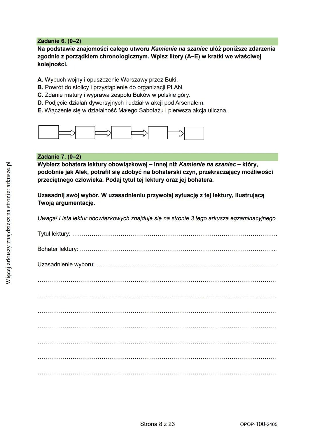 Więcej arkuszy znajdziesz na stronie: arkusze.pl
CENTRALNA
KOMISJA
EGZAMINACYJNA
WYPEŁNIA UCZEŃ
KOD UCZNIA
PESEL
Arkusz zawiera informa