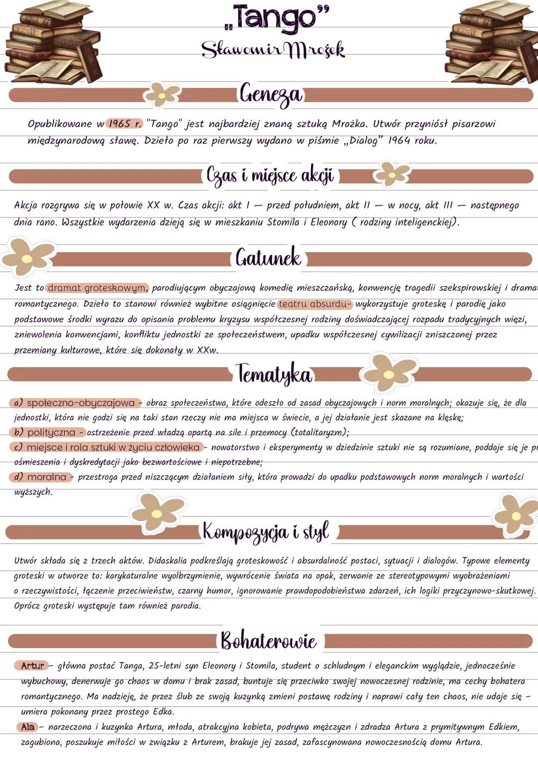 ..Tango"
Sławomir Mrojek
Geneza
Opublikowane w 1965 r. "Tango" jest najbardziej znaną sztuką Mrożka. Utwór przyniósł pisarzowi
międzynarodow