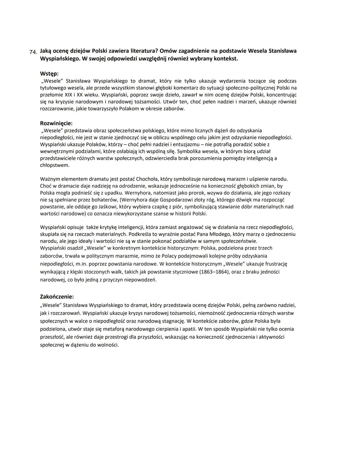 Pytania jawne maturalne "Wesele" Stanisława Wyspiańskiego matura 2024