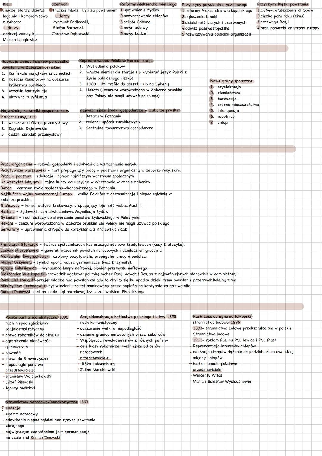 # Biali
Inaczej starzy, działali
legalnie i kompromisowo
z zaborcą.
Liderzy:
Andrzej zamoyski,
Marian Langiewicz
# Czerwoni
Inaczej młodzi,